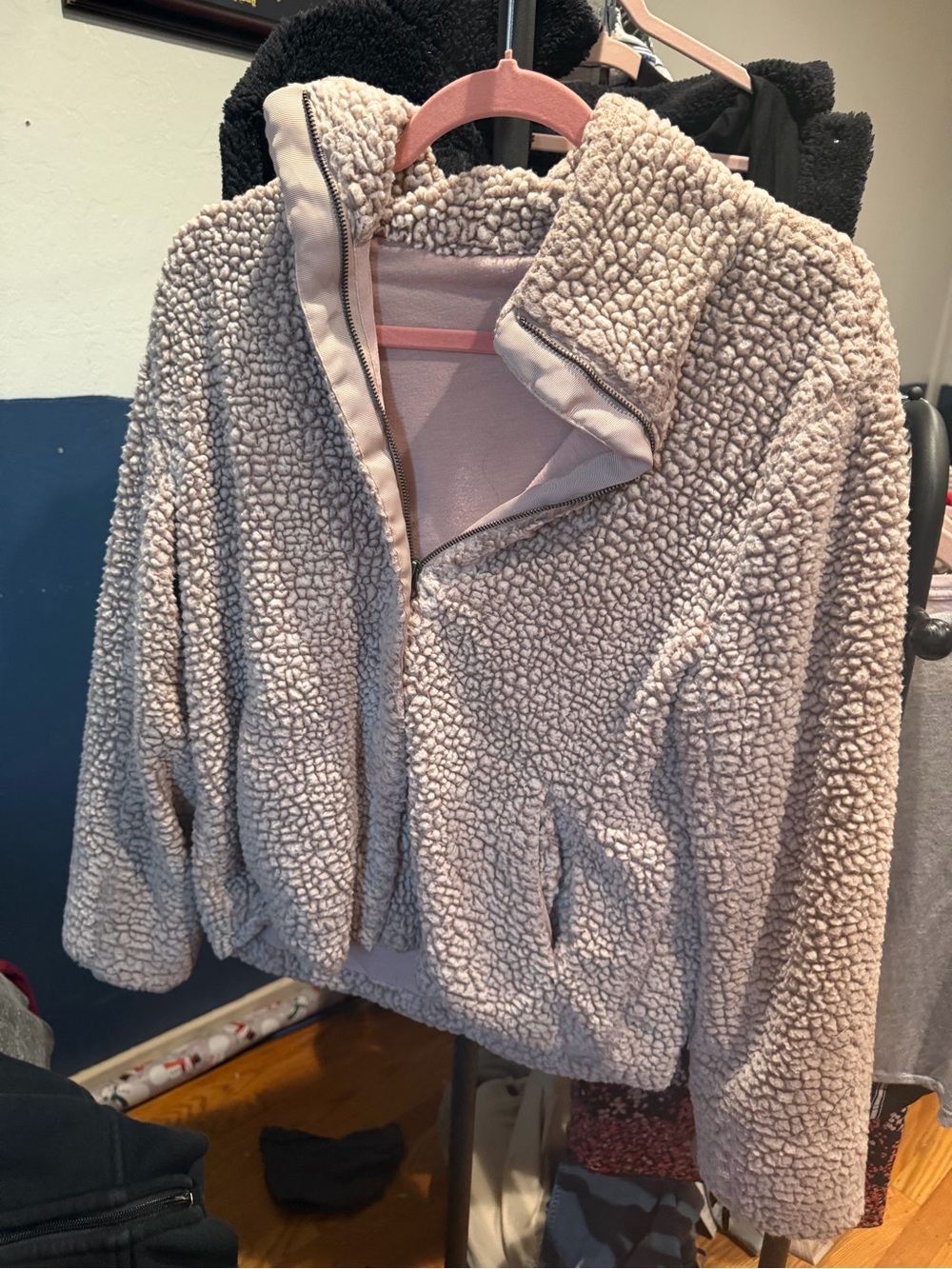 Altar'd State Blush Pink Sherpa-Lined Zip Jacket